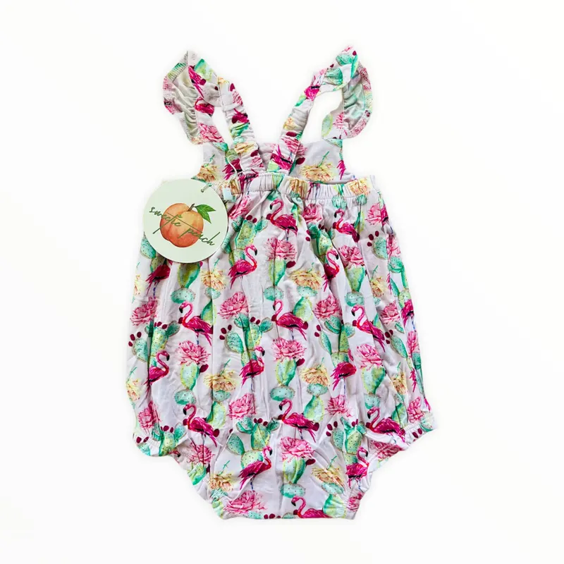 Sweetie Peach Prickled Pink Bamboo Baby Romper, back view