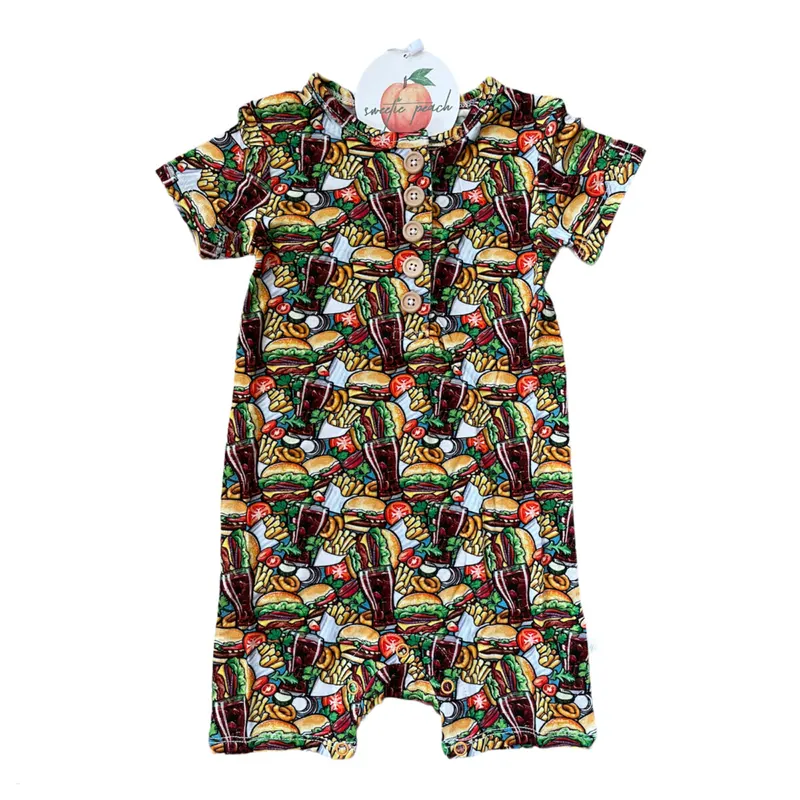 SweetiePeach Foodie Romper for Boys – Ultra-Soft Bamboo, front view
