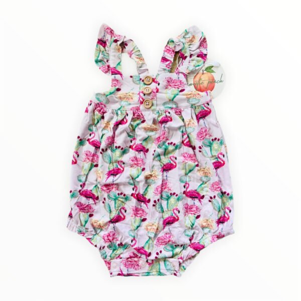 Sweetie Peach Prickled Pink Bamboo Baby Romper - Image 5