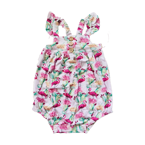 Sweetie Peach Prickled Pink Bamboo Baby Romper - Image 4