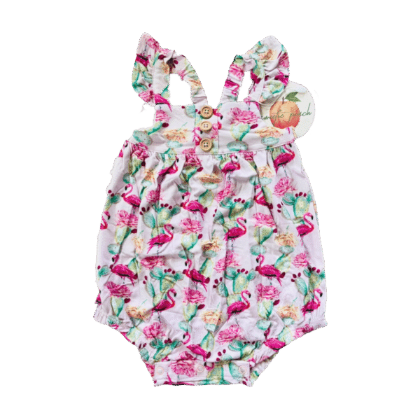 Sweetie Peach Prickled Pink Bamboo Baby Romper - Image 2