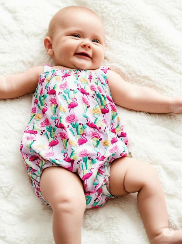 Sweetie Peach Prickled Pink Bamboo Baby Romper